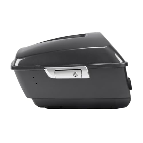 TCMT 13.7" King Motorcycle Trunk Box W/Latch Key Fit For Harley 2014-2025 Touring CVO Road King Road Glide Street Glide Electra Glide Ultra Limited Gauntlet Gray Metallic - color: Gauntlet Gray Metallic(W Speaker Holes)