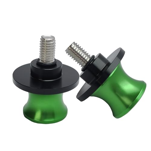 2pcs M8 X1.5 Motorcycle Swing Arm Spools Sliders CNC 8mm Swingarm Stand Screw Replacement for Honda Suzuki BMW Kawasaki（Green) - color: Green