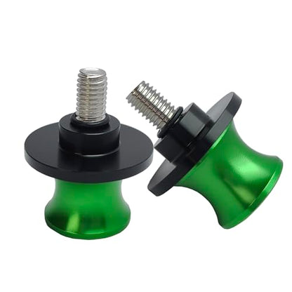 2pcs M8 X1.5 Motorcycle Swing Arm Spools Sliders CNC 8mm Swingarm Stand Screw Replacement for Honda Suzuki BMW Kawasaki（Green) - color: Green