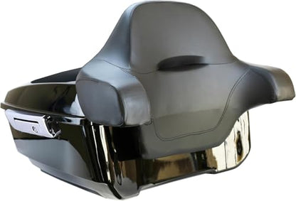 YHMOTO 13.7" King Tour Trunk with Around Backrest Fit for Harley Davidson Touring Road King, Road Glide, Street Glide,CVO 2014-2026 (King Tour Trunk+Around Backrest Pad-Chrome Latch Kit) - color: King Tour Pack+Around Backrest Pad-Chrome Latch Kit