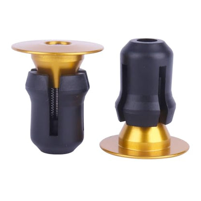 2 Pcs Aluminum Bike Handlebar End Plugs for Road Mountain Bike Handlebar Caps (Gold) - color: Gold