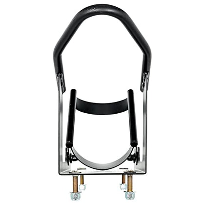 Camco Steel Universal Tire Fit Motorcycle Wheel Chock Mount for Truck Bed or Trailer Floor, Includes 2 Handlebar Straps