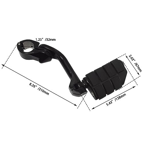 FOVPLUE 1.25" Highway Footpegs,Long Angled Adjustable Highway Pegs w/Mounts for Harley Touring Street Glide Electra Glide Road King Softail CVO Dyna Trike VRSC Sportster w/1-1/4" Engine Guard,Black#2 - color: GLOSS BLACK LONG ANGLED