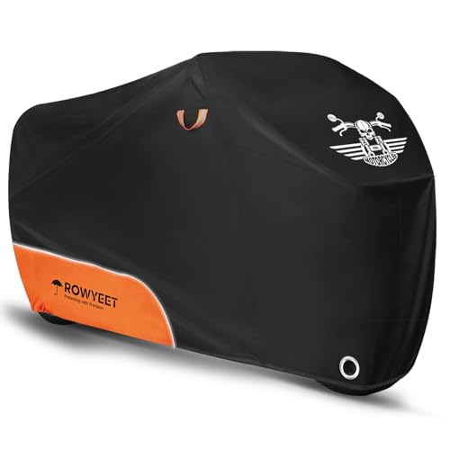 Motorcycle Cover Waterproof Outdoor Storage with Lock-Holes, Zipper Storage Bag & Night Reflective Design, All Season Protection Powersports Vehicle Covers Fits up to 96.5" Motorcycles - color: 210D Orange, size: 96.5"
