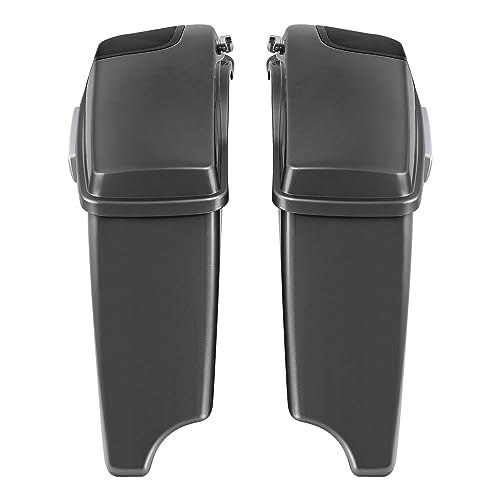HR3 Charcoal Pearl 4" Stretched Hard Saddlebags w/Speaker Lids Compatible with 2015 Street Glide Special FLHXS (Replace for OEM) - color: Charcoal Pearl