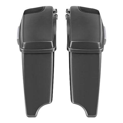 HR3 Charcoal Pearl 4" Stretched Hard Saddlebags w/Speaker Lids Compatible with 2015 Street Glide Special FLHXS (Replace for OEM) - color: Charcoal Pearl