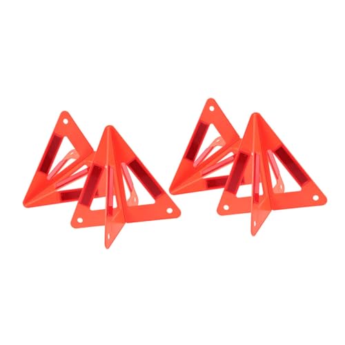 Zerodeko 4pcs Emergency Triangle Warning Sign Reflective Kit for Vehicles Lightweight and Portable Breakdown Alert Reflector for Roadside Use