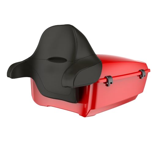 Advanblack 2025 Road Glide King Tour Trunk Pack Black Latch Wrap-Around Backrest Compatible with 1997-2025 Harley Touring Road Glide, Street Glide, Electra Glide (Rally Red) - color: Rally Red