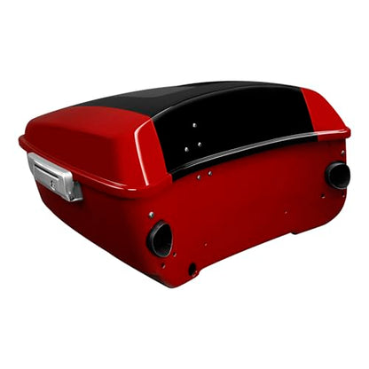 TCMT 13.7" King Motorcycle Trunk Box W/Latch Key Fit For Harley 2014-2025 Touring CVO Road King Road Glide Street Glide Electra Glide Ultra Limited Billiard Red/Vivid Black - color: Billiard Red/Vivid Black(W Speaker Holes)