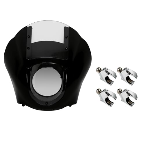 Green-L Quarter Fairing with 41mm Fork Mount Clamps Fit for Harley Sportster XL883 XL1200 Dyna Headlight Cowl Windshield Kit - color: Clear Windshield, size: w/ 41mm Chrome Clamps