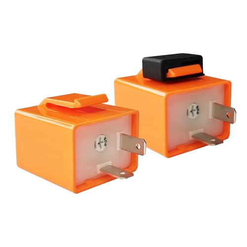 2Pcs 2-Pin 12V Speed Adjustable LED Electronic Flasher Relay Fix Motorcycle Turn Signal Hyper Flash Adjustable Motorcycle LED Turn Signal Hyper Indicator Flasher Relay Replacement