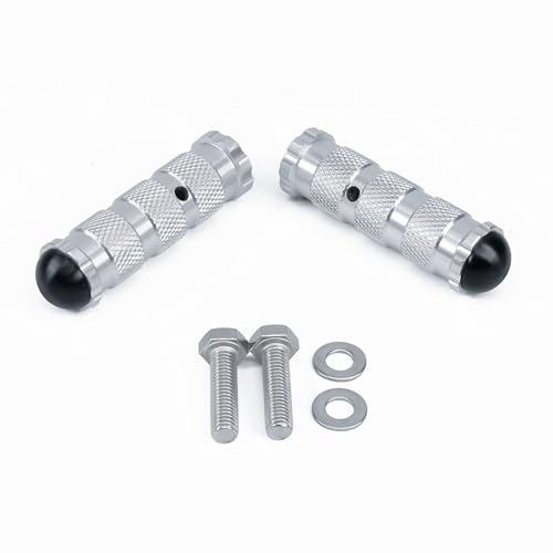 PROCNC Universal Anti-slip 8mm Motorcycle Foot Pegs with Install Bolts Foot Pegs Fit for Aprilla Honda Kawasaki Ducati Suzuki Yamaha Triumph MV etc (Sliver) - color: silver
