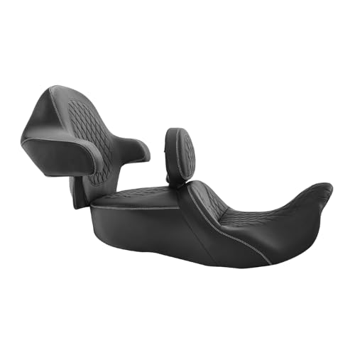 Hammock Drive Seat fit for Harley Touring Road King Street Glide Road Glide Electra Glide 2014-2023 Motorcycle Passenger Rider Seat Cushion - color: A Style White