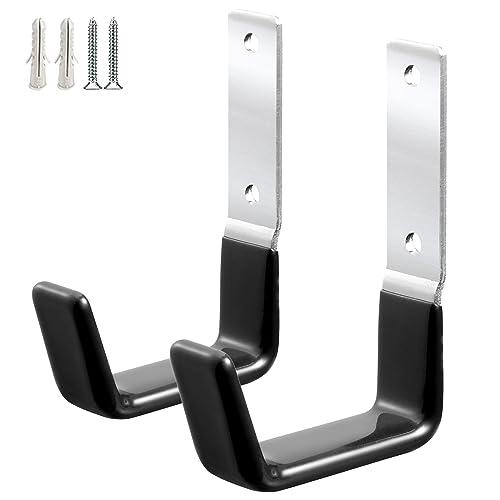 GeeWatom Heavy Duty Steel Garage Hooks,Garage Storage Utility Hooks,Anti-Slip Garage Hooks,Garage Garden Tool Organizer,Steel Wall Mount Hooks, Garden Hose Hanger, Garden J Hooks (Small-2PC) - size: Small-2PC