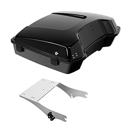 TCMT 5.5" Razor Motorcycle Trunk Mount Rack Fit For Harley Touring 1997-2008 Touring Road King Electra Glide Road Glide Pack - color: Black Lacthes Trunk, size: Set A Chrome Rack