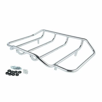 TCMT King Motorcycle Trunk Box Backrest Pad Top Rack Mounting Rack Fit For Harley Touring 1997-2008 Electra Glide Road Glide Street Glide Pack - color: With Speaker Holes: Style D Chrome Rack