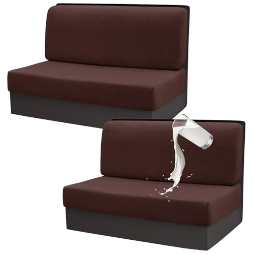 Gollense RV Dinette Cushion Covers Set of 2, Waterproof Stretch Camper Cushion Covers, Sectional Replacement RV Seat Covers for Trailer Couch, Includes 2 Backrest Cover & 2 Bench Cover (Chocolate) - color: Chocolate