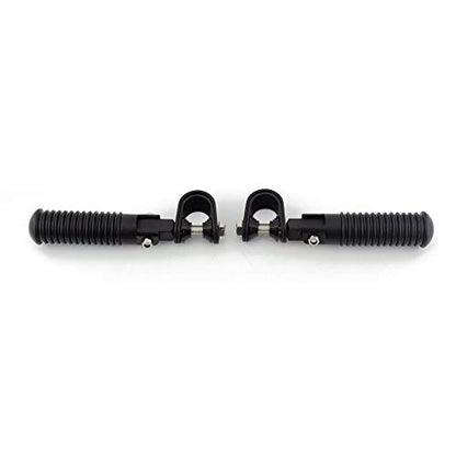 Motorcycle Footpegs Highway Pegs Adjustable Rubber Footrest 7/8" OR 1" Engine Guard Clamp Kit For Touring Road King Softail Dyna Universal (Black) - color: Mate Black # 2