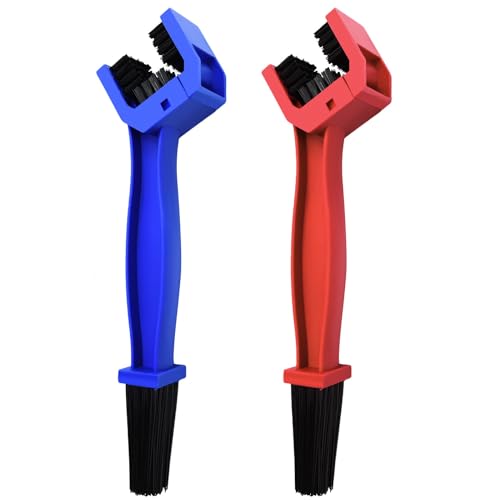 Bike or Motorcycle Chain Washer, Cleaning Brush 2 Pcs (Color, Blue and Red)