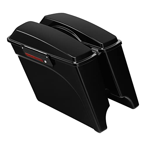 XMT-MOTO Stretched Hard Saddlebags Saddle bags for Harley 1994-2013 Touring models road glide, road king, ultra, street glide, electra glide and 1984-2017 Softail models,Gloss Black/Black Latches - color: Gloss Black/Black Latches, size: Stretched