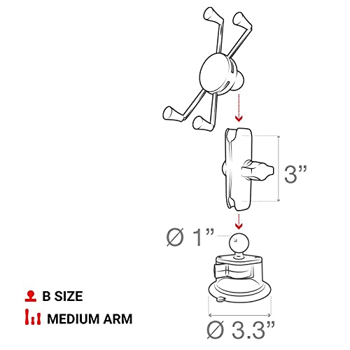 RAM MOUNTS X-Grip Large Phone Mount for Windshield – Twist-Lock Suction Cup, Medium Arm (RAM-B-166-UN10U) - style: Medium Arm