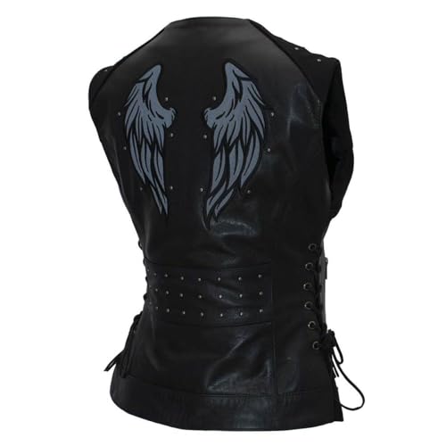 Milwaukee Leather Women's Classic Biker Vest - Premium Leather, Zipper Front, Concealed Carry, Rider Fit Design - color: Black-black, size: 5X-Large