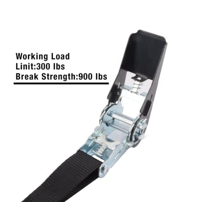 XSTRAP STANDARD Ratchet Straps, 900 LB Break Strength, 8-Pack 10FT Ratchet Tie Down Straps Set for Motorcycle Straps Tie Downs, Appliances, Lawn Equipment, Logistic Cargo Straps for Trucks (Black) - color: Black