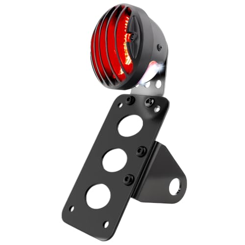 Motorcycle LED Tail Brake Light with Bracket Side Mount License Plate Rear Light Compatible with Harley Sporster Bobber Chopper Cafe Racer Street Bike (Flat Bracket, 3/4" Axle Hole) - color: Flat Bracket, size: 3/4" Axle Hole