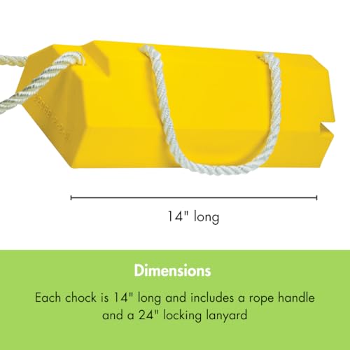 Checkers 14" Airplane Chocks, Aviation Wheel Chocks for Mid to Large-Sized Aircraft, One Tire Chock with Locking Rope and Handle, Durable Lightweight Urethane, Yellow, AC4614-LR-H - style: With Handle