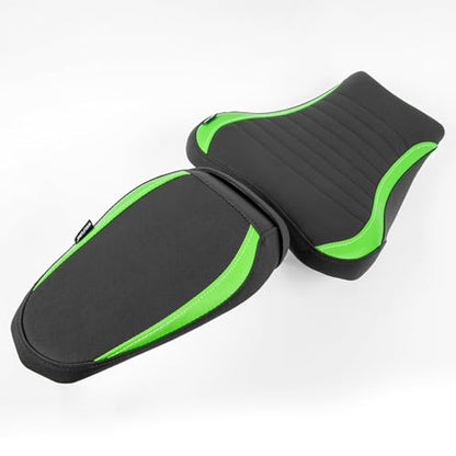 Motorcycle Driver Rider Rear Passenger Seat fit for Z900 Z 900 2017 2018 2019 2020 2021 2022 2023 2024 Pressure Relief Soft Pillion Saddle Cushion Pad, Green - color: Front & Rear - Green