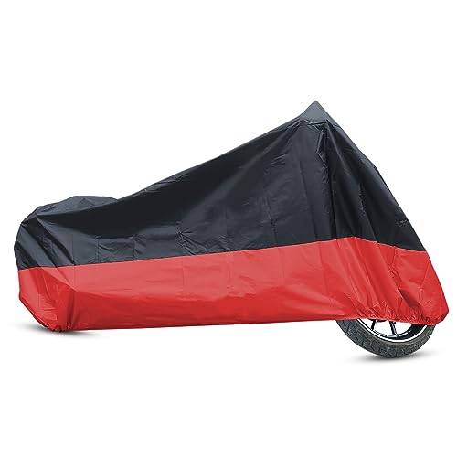 uxcell XL 190T Rain Dust Motorcycle Cover Black+Red Outdoor Waterproof Protector - color: Red, size: XL
