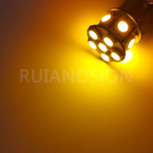 Ruiandsion 2pcs 6V 1156 BA15S 5050 12SMD Yellow/Amber LED Light Bulbs for Reverse Lights Turn Signal Tail Lights,Non-polarity - color: Amber, size: 1156/BA15S