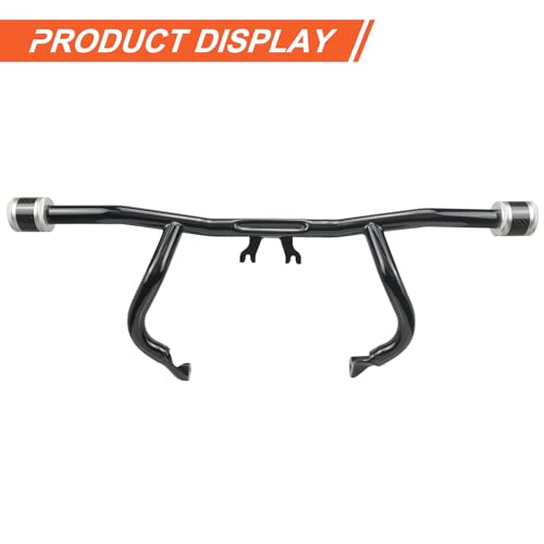 Engine Guard Flat Out Crash Bar for 2014-2025 Harley Touring Street Glide Road Glide Road King Electra Glide Ultra Models (Gloss Black w/Silver CNC) - color: Gloss Black w/Silver CNC