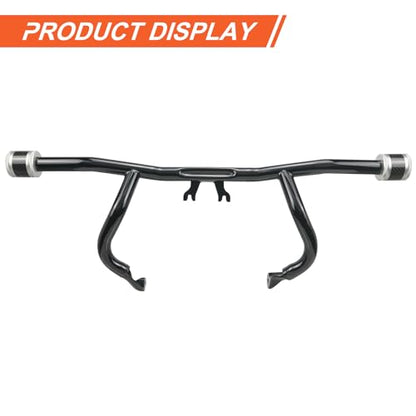 Engine Guard Flat Out Crash Bar for 2014-2025 Harley Touring Street Glide Road Glide Road King Electra Glide Ultra Models (Gloss Black w/Silver CNC) - color: Gloss Black w/Silver CNC