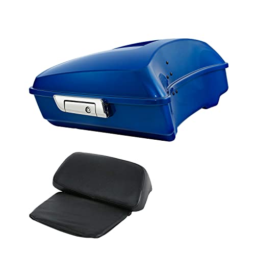 Electric Blue Chopped Luggage Trunk Backrest Pad Mounting Bracket Rack Fit for 2014-Up Harley Touring Models Road King Road Glide Street Glide Electra Glide Ultra-Classic - color: Electric Blue Chopped Trunk Set #2