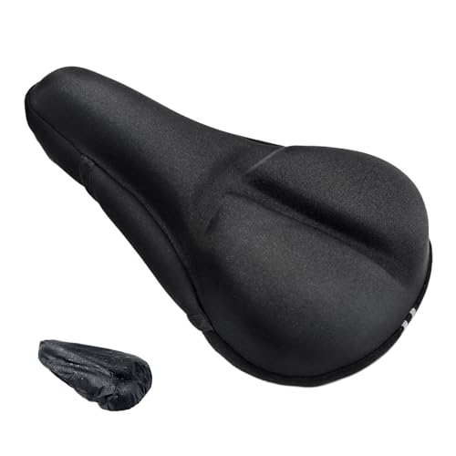 Bike Seat Cushion - HUIOK Gel Bicycle Saddle Cover for Women & Men,Comfortable Memory Foam Compatible with Outdoor & Indoor Exercise Bikes - color: Black