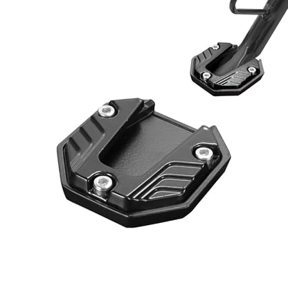 Motorcycle Kickstand Pad, Alloy Motorbike Kickstand Plate, Anti-slip Side Stand Extension Plate, Universal Motorcycle Support Accessory (Black)