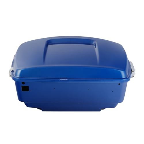 TCMT 13.7" King Motorcycle Trunk Box W/Latch Key Fit For Harley 2014-2025 Touring CVO Road King Road Glide Street Glide Electra Glide Ultra Limited Electric Blue - color: Electric Blue(W Speaker Holes)