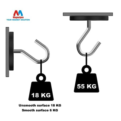 Magnetpro 2 Pieces Strong Rubber Coated Mounting Magnets Anti-Scratch, Over 120 LB Adhesive Power, Magnetic Assembly Base for Light Strips and Additional Mirrors The Outdoor Area - size: 120LB - M6 Female 2P
