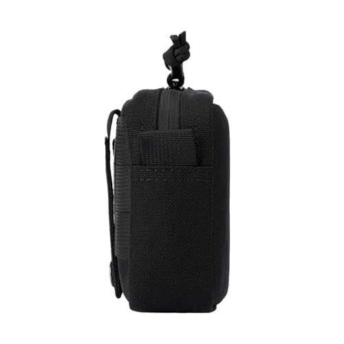Tactical Belt Pouch EDC Waist Bag MOLLE Admin Pocket Modular Medical Kit Organizer Phone Holster Vest Pack Nylon Utility Zipper Wallet Small Gear Tool Carrier for Men Women Camping Hiking - color: Black