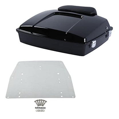 TCMT 5.5" Razor Motorcycle Trunk Box Backrest Pad Metal Base Plate Fit For Harley Touring 2009-2013 Road Glide Road King Street Glide Pack - color: Chrome Lacthes Trunk+Backrest+Plate