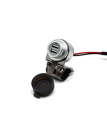 Cliff Top Motorcycle USB Charger Waterproof Dual USB Port 4A 20W Aluminium, with Magnetic Power Switch Heavy Duty for 7/8’’ and 1’’ Handlebars - Prevents Battery Drain (Silver) - color: Silver