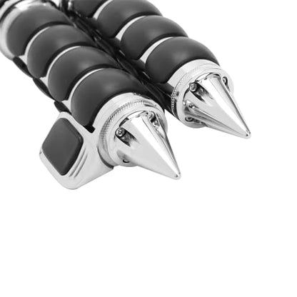 DREAMIZER 25.4MM Motorcycle Handlebar Grips 1 inch Compatible with Honda Shadow Spirit 750 Valkyrie Fury VTX1300 VTX1800 VT400 VT750 VT1100 - Smooth - style: Piont-chrome With Big Throttle