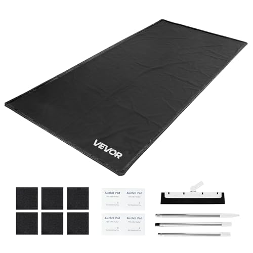 VEVOR Containment Mat, 7 ft 9 in x 16 ft, Non-Slip PVC Garage Floor Mat with a Cleaning Squeegee, Heavy Duty Durable Waterproof Containment Protection from Snow, Rain and Mud for Cars Parking, Black - size: 7 ft 9 in x 16 ft