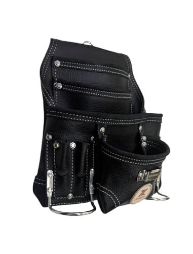 Zeluga 20-526 10 Pocket Rigger Heavy Duty Leather Tool Bag, Textured Black - color: Textured Black