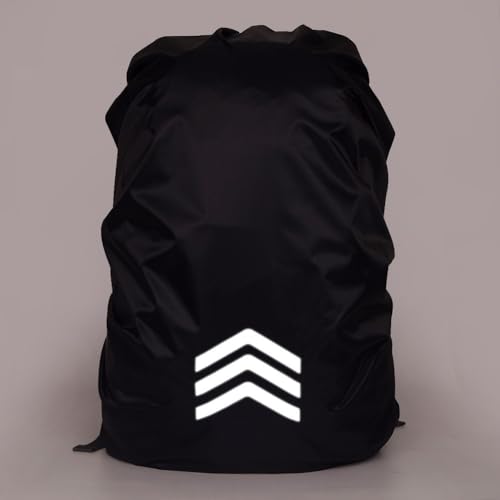 Reflective Backpack Rain Cover Waterproof Bag for 8-70L Hiking Camping Cycling Night Safety with Elastic Straps Black(XL) - size: XL