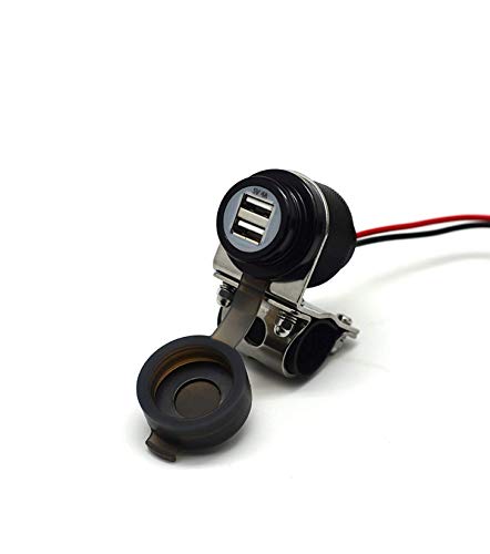 Cliff Top Motorcycle USB Charger Waterproof Dual USB Port 4A 20W Aluminium, with Magnetic Power Switch Heavy Duty for 7/8’’ and 1’’ Handlebars - Prevents Battery Drain (Black) - color: Black