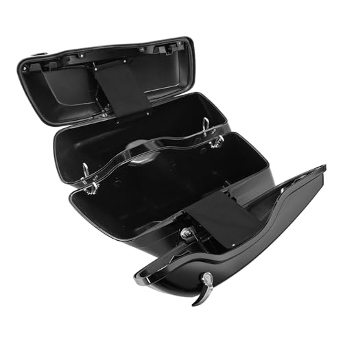 TCT-MOTORPARTS 5" Stretched Saddlebags w/LED Run Brake Turn Signal Lights Fit For Harley Touring 2014-2025 Road King Street Glide Electra Glide - color: Stretched Vivid Black w/Light #1