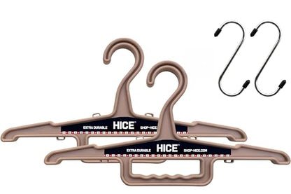 HICE - Garrison Heavy Duty Hanger | Original Heavy Duty Clothes & Equipment Hanger | 150 lb Load Capacity | Durable High Impact Resin | for Police, Military, Workwear & Clothing (Tan, Set of 2) - color: Tan
