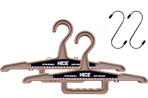 HICE - Garrison Heavy Duty Hanger | Original Heavy Duty Clothes & Equipment Hanger | 150 lb Load Capacity | Durable High Impact Resin | for Police, Military, Workwear & Clothing (Tan, Set of 2) - color: Tan